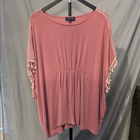POL Blush Pink Blouse with Tassel Accents - Picture 1 of 5